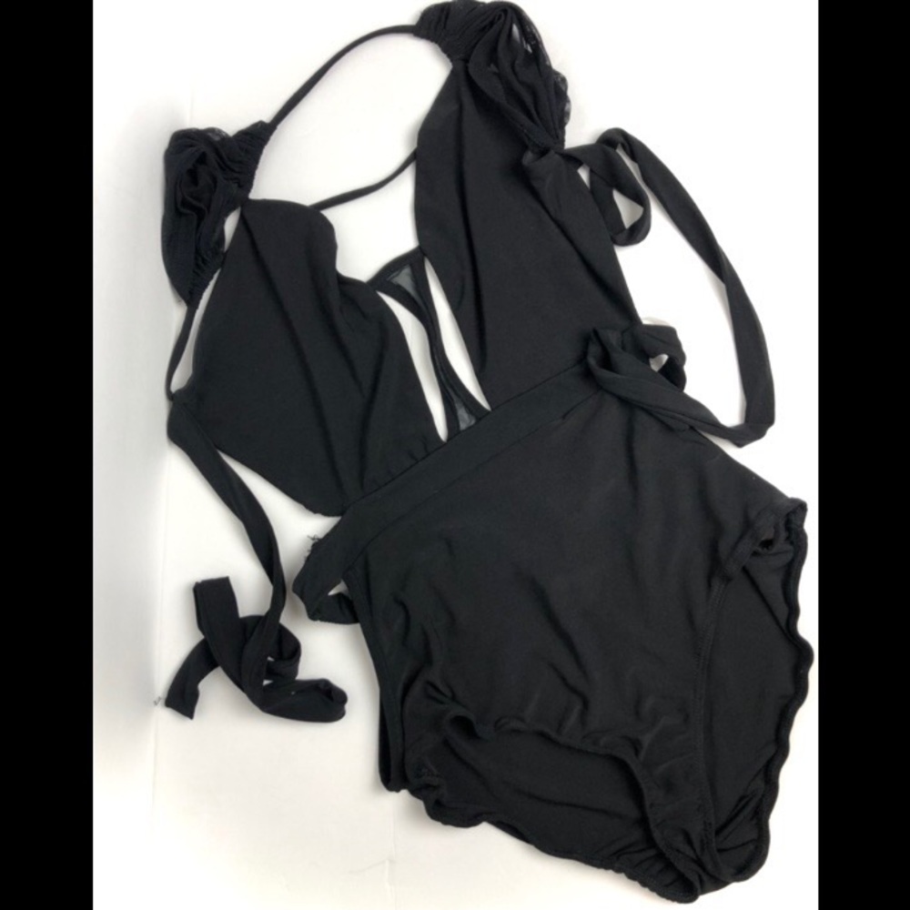 Auditions Cutout Mesh Shoulder Bodysuit Black